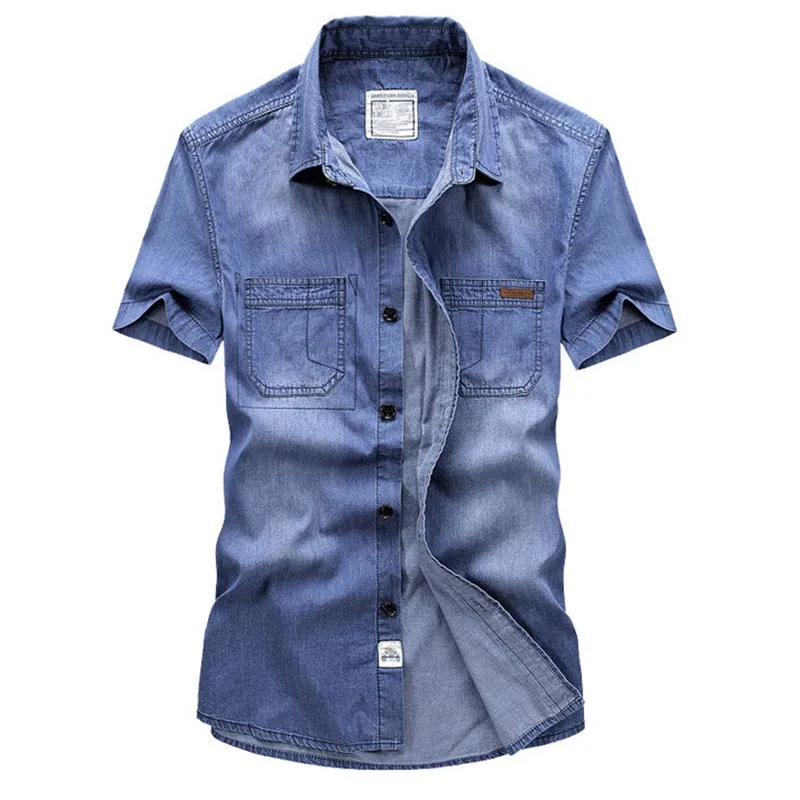 Mcikkny летние для мужчин джинсовые короткие рубашки отложной воротник Slim Fit джинсы для женщин рубашки мальчиков весна уличная наряд