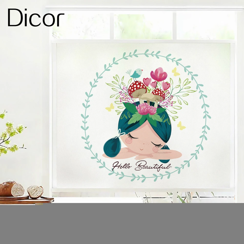 

Cute Girls Series Dicor Brand Glass Film For Window PVC No Glue Static Cling Easy To Install Removable Frosted Window Film Decal