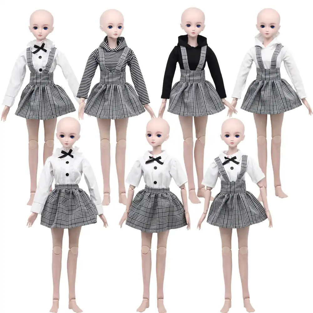 1//4MSD 1//3SD BJD Clothes Casual Outfit Plaid Shirt+Sling Pants for Boy Doll AOD