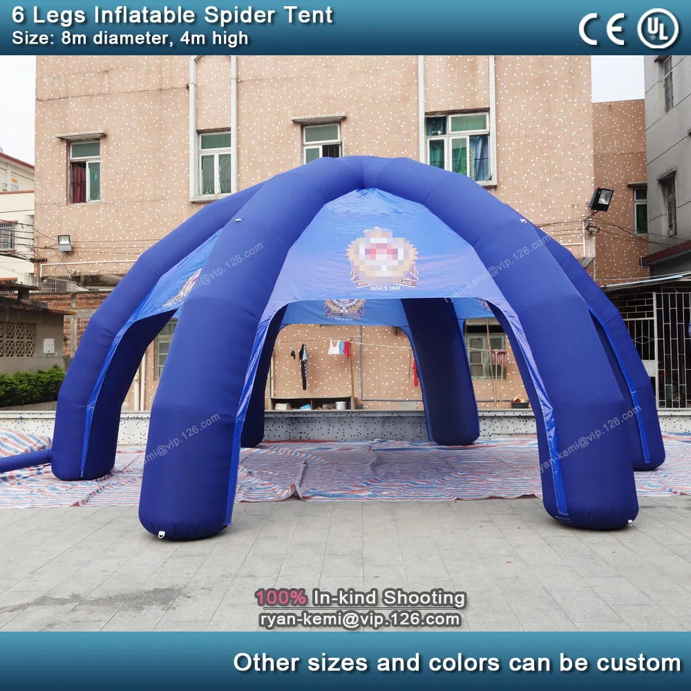 6 legs 8m diameter blue inflatable spider tent large inflatable party tent outdoor events inflatable cover marquee inflatable dome tent