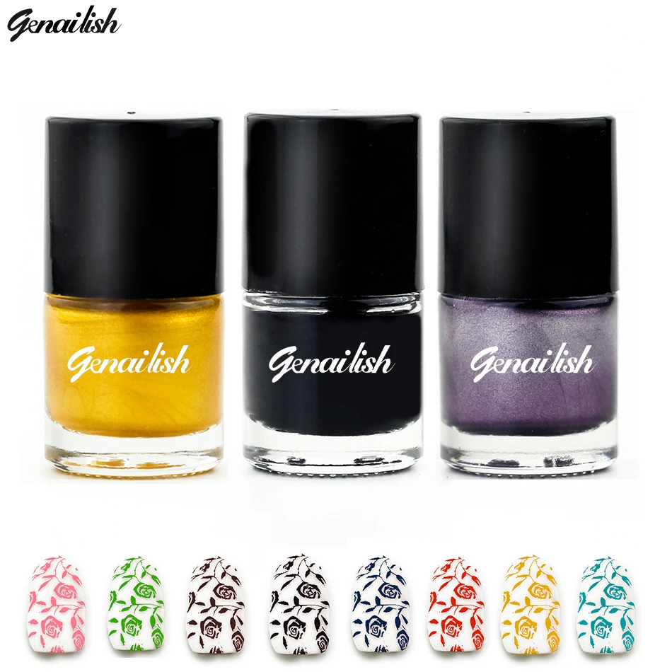 Genailish Лак Для Ногтей & Stamp Польский 24 Цвета Штамповка Лак для Ногтей Инструменты-GC