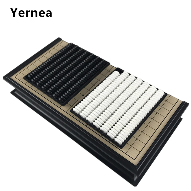 Chinês velho jogo de tabuleiro weiqi damas mesa dobrável magnético ir xadrez jogo magnético presentes de brinquedo plástico ir jogo yernea