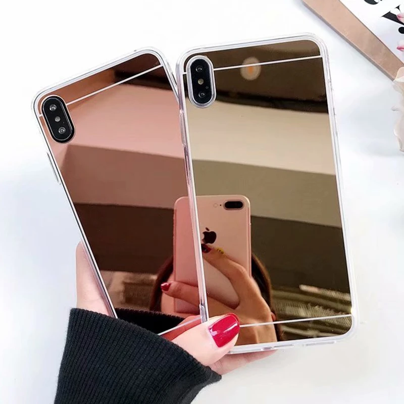 Мягкий чехол из ТПУ с покрытием для iphone X XS MAX XR 10 XsMax силиконовый зеркала макияжа
