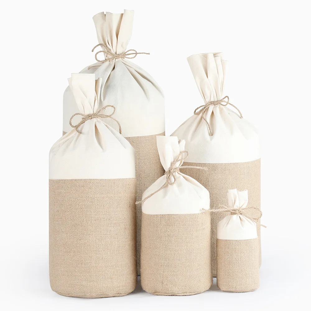 

Vintage Natural Burlap Jute Coffee Bean Bag Favor Pouches Party Supplies Drawstring Tote Storage Bag Sundries Organizer