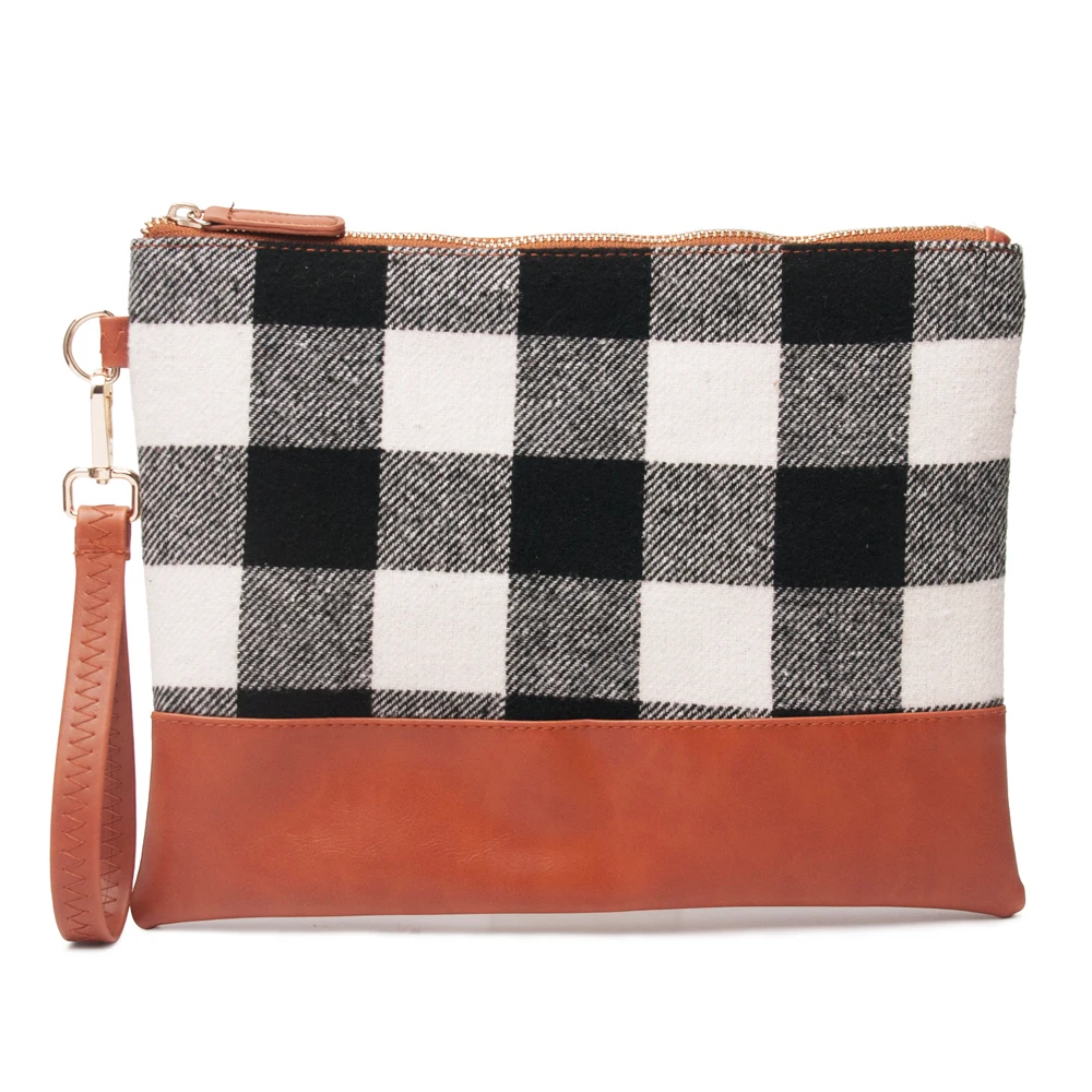 

Wholesale Domil Endless Buffalo Plaid Wristlet Bag Black And White Plaid Clutch Bag Buffalo Plaid Pouch DOM1031139
