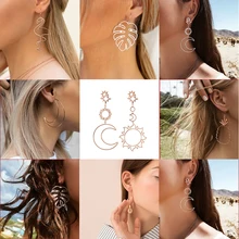 

Fashion Women earrings 2018 flamingo pineapple drop earrings long earrings Korean asymmetric hanging earrings women jewelry