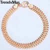 Bracelet à maillons tissé, 7.5mm, or Rose, bijoux féminins, cadeaux de noël, 20cm, CB06, pour hommes et femmes, 585mm ► Photo 1/2