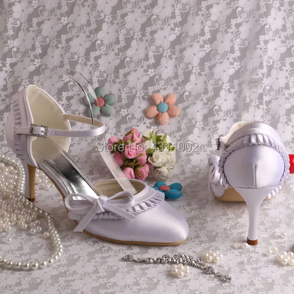 Фиолетовые туфли с бантом и круглым носком на тонком каблуке; элегантные свадебные туфли Mary Jane