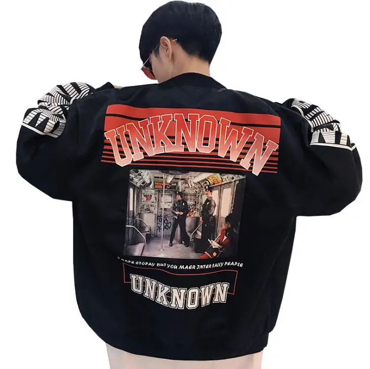 

yizlo ma1 bomber jacket UNKNOWN police print mens flight jackets Harajuku hip hop jaqueta masculina coat