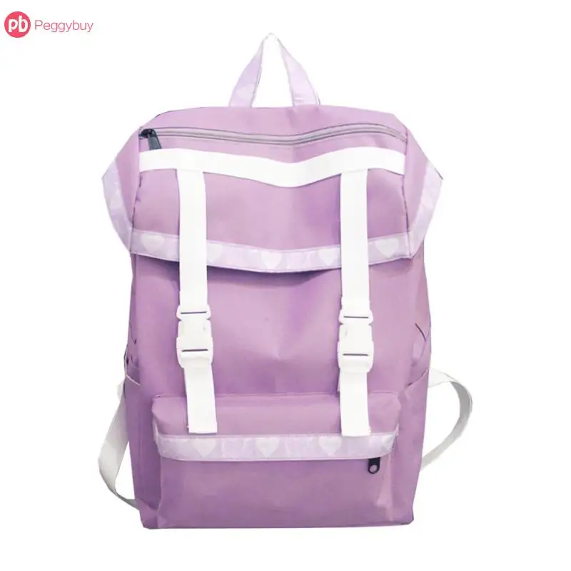 

Light Pink Purple Sweet Cute Women Large Capacity Nylon Backpacks Travel School Shoulder Bags Rucksack Easy To Carry Mochila