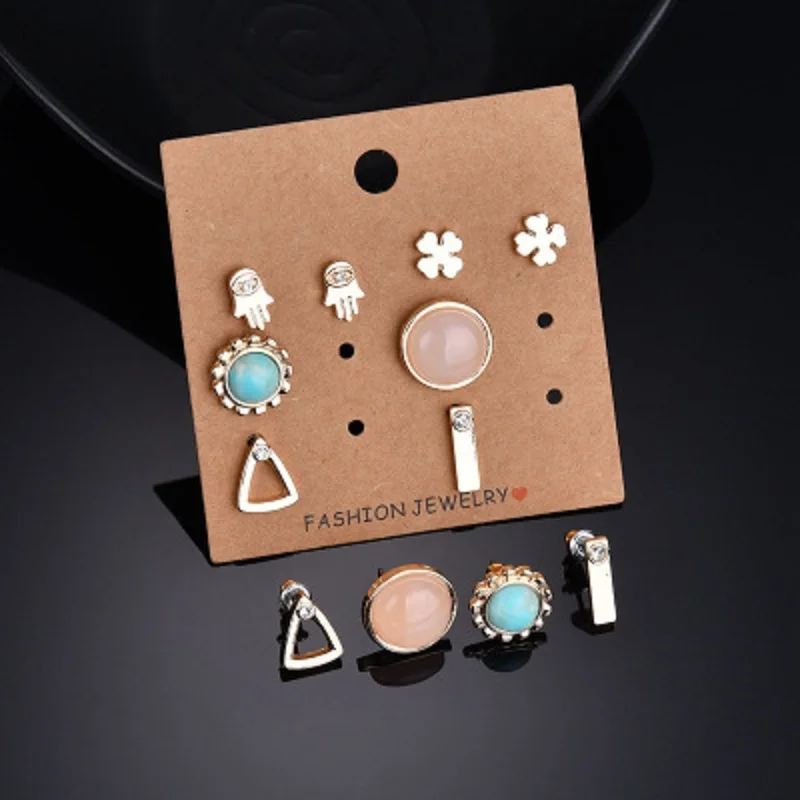 Multiple Fashion Decorated Ear Personality Simple Sweet Gift Geometric Charm Crystal Jewelry Girl Shiny Stylish Earrings Studs | Украшения