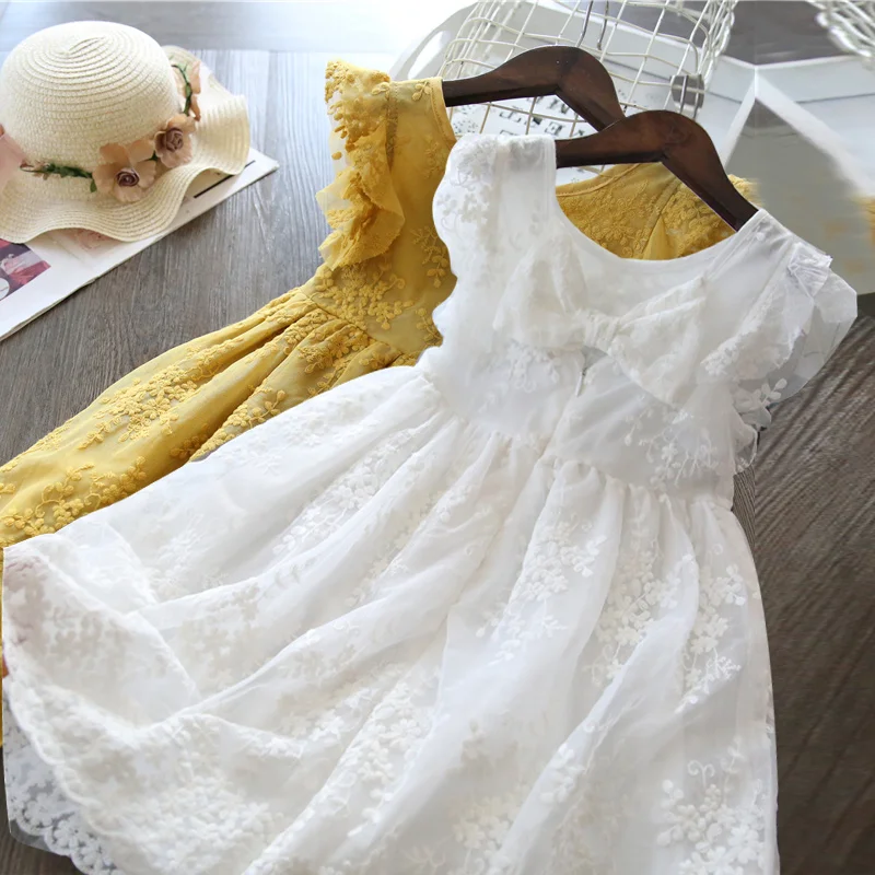 

2019 Summer Embroidery Flower Girls Dress Baby Girl Clothes Princess Petal Sleeves Gown Kids Dresses for Girls Casual Clothing