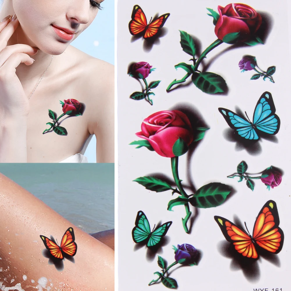 10 Простыни Детские/много разовый Водонепроницаемый Временные татуировки Наклейки красочный цветок бабочка DIY Средства ухода за кожей