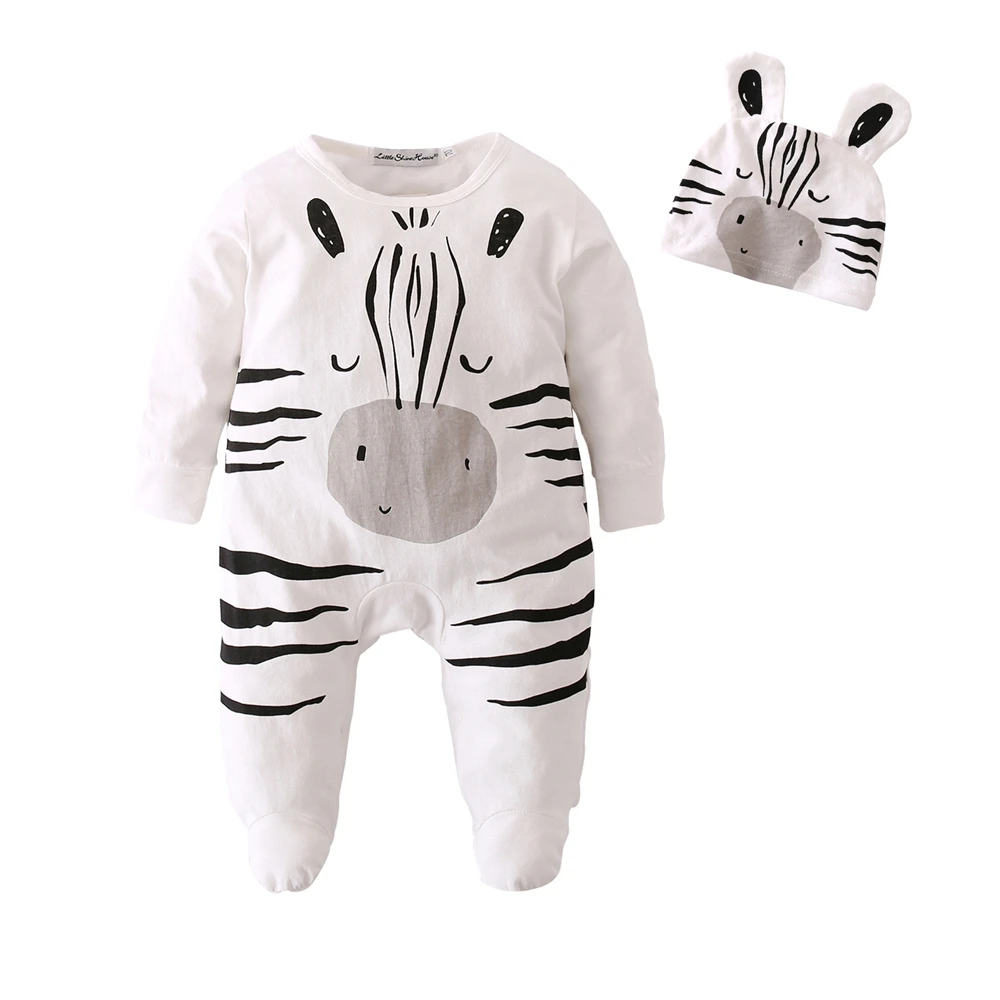 Модные детские комбинезоны для новорожденных; комбинезон зебра с длинными рукавами и рисунком; Одежда для младенцев; Одежда для маленьких мальчиков и девочек с капюшоном