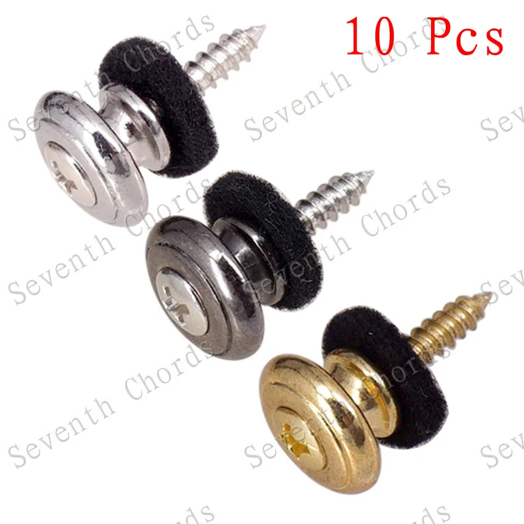 10Pcs Mushrooms Head Guitar Strap Buttons Strap Locks Metal End Pin with Screw for Ukulele Electric Acoustic Guitar Bass Guitar Strap Locks Black Gold Silver 