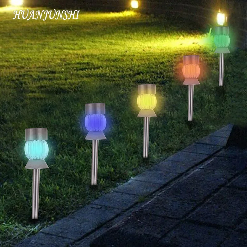 NEW 10pcs Pumpkin Shape Solar LED Light Outdoor Solar Lawn Garden Lights Landscape Path LED Solar Lamp Grounding Spike Lights