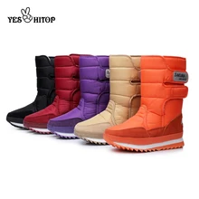 Г., EUR35-45 зимние сапоги женские водонепроницаемые походные теплые зимние сапоги на плоской подошве женская обувь г., Botas Mujer neve