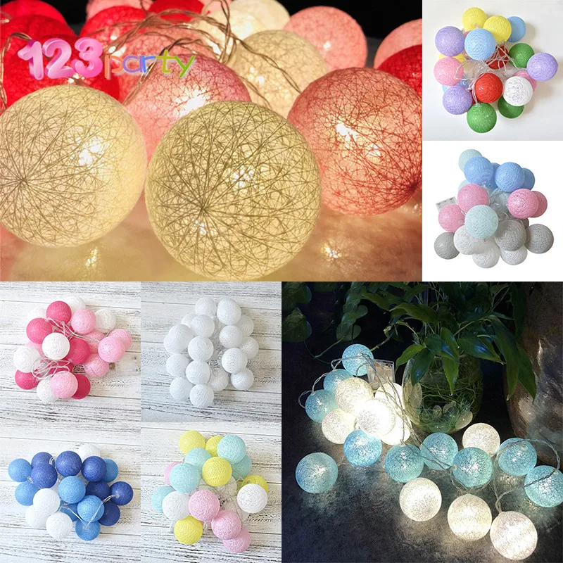123 3m 20 Cotton Ball LED String Lights Battery Street Garland Fairy