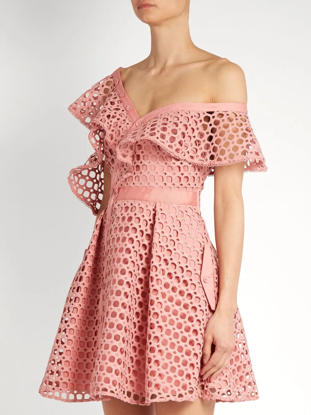 pink dress with ruffles