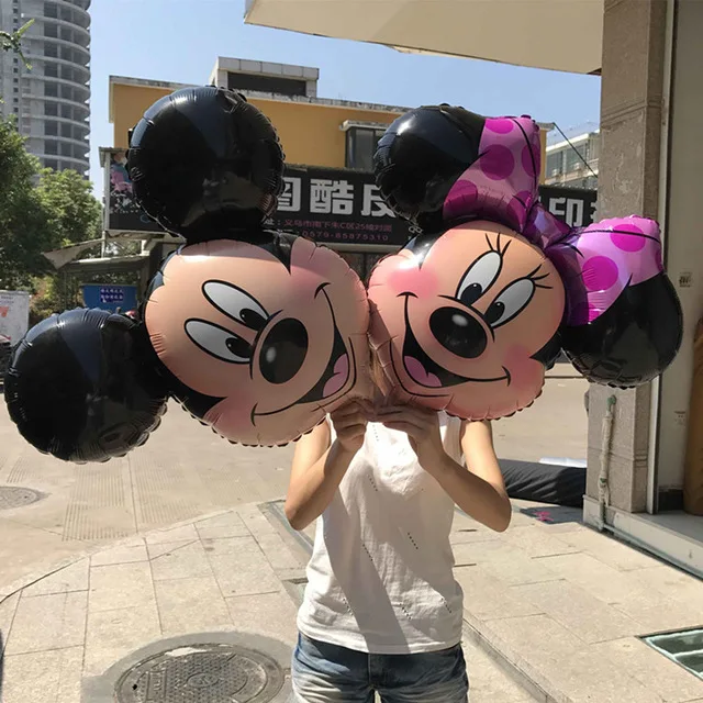 

10pcs Large Minnie Mickey foil balloons Pink Bowknot Minnie Head balloons wedding birthday party decor supplies globos
