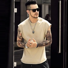 Мужские летние новые хлопковые повседневные однотонные топы на бретелях, мужские высококачественные топы без рукавов с круглым вырезом, Лидер продаж, топы на бретелях для мужчин, свободные уличные стиль