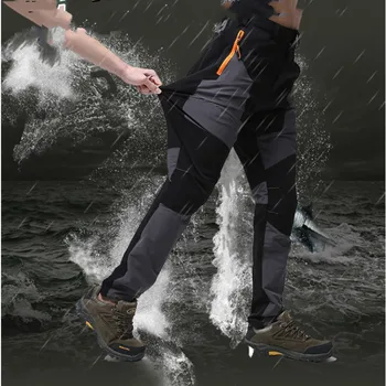 

Men Spring Summer Autumn New Outdoor Elastic Waterproof Pants Fish Climb Camp Hiking Trousers Trekking Fleece Warm Breathable
