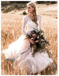 Пляж свадебное платье 2019 розовый 3/4 рукава Нежный Аппликации сексуальное свадебное платье спинки Vestido De Novia Playa