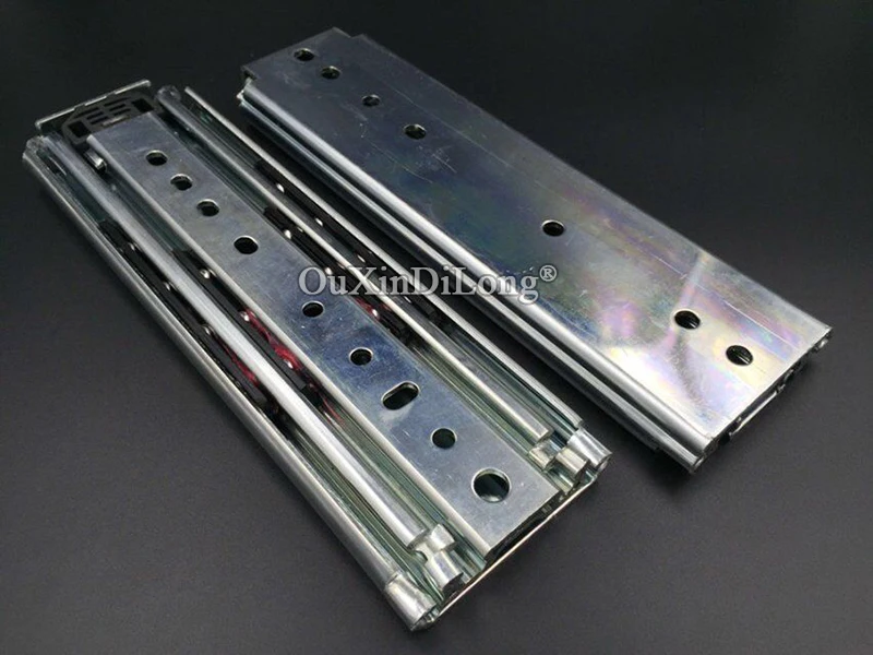 1pair Heavy 3 Fold Telescopic Steel Ball Bearing Drawer Slides
