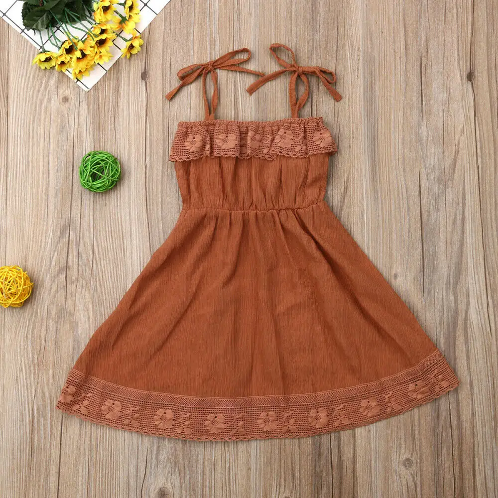 

Toddler Kid Baby Girls Summer Party Pageant Princess Casual Strap Dress Sundress