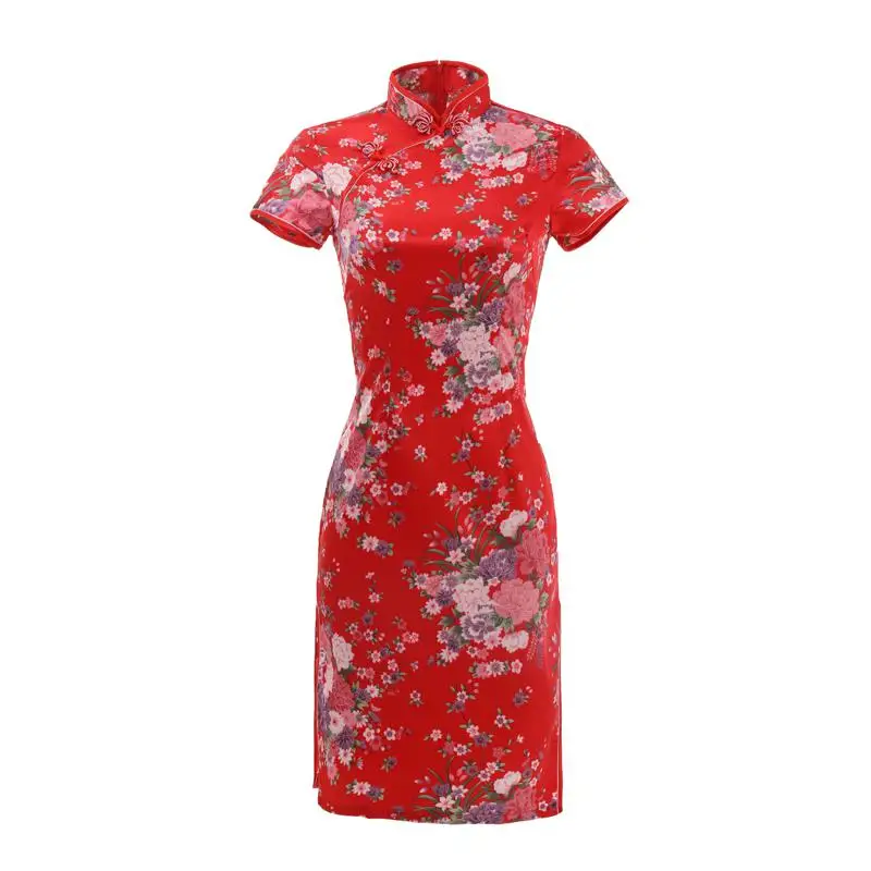 Фиолетовый пикантные летние для женщин короткие Cheongsam большой размеры 5XL 6XL атлас тонкий Винтаж Qipao элегантный воротник стойка китайское платье - Цвет: Style 10