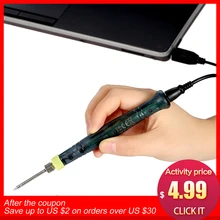 Паяльник для подключения к Mini USB Электрический Портативный пайки пистолет с Светодиодный индикатор горячим утюгом сварочных работ высокое качество нагревательный инструмент 5V 8W