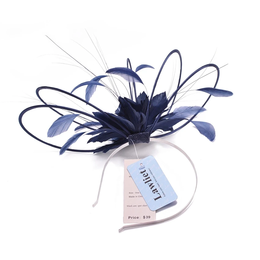 Womens Fascinator Derby Race Headband Church Wedding Headwear with Feather