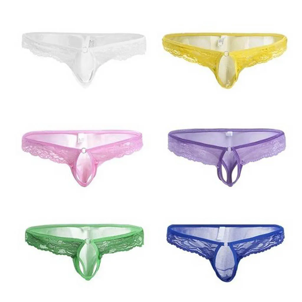 Lace Solid G-string Mens sexy Briefs Lingerie translucent thong T pants Unlined Free Size Men's Sexy Underwear Clothing F522 |