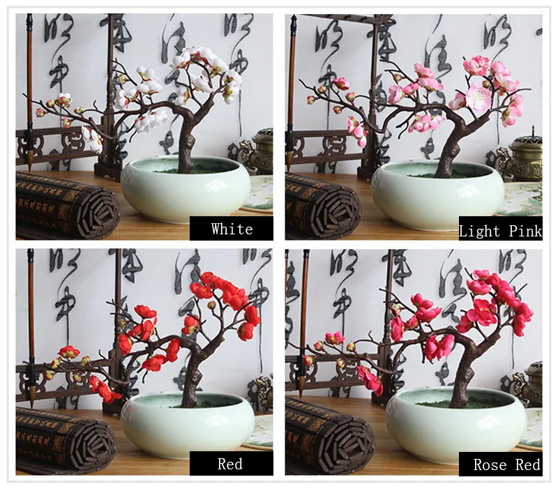 Flone Artificial Plum Blossom Silk Plant Flower Branch Fake Flowers Wedding Home Offic Garden Craft Decoration Supplies (4)