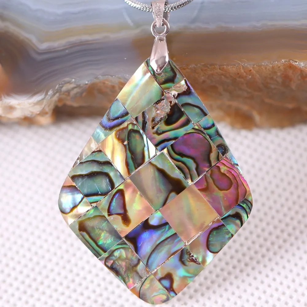 Fashion Jewelry Natural Blue Bead New Zealand Abalone Shell Pendant