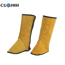 1 пара сварочная обувь игра износостойкая теплоизоляция Cattlehide электросварочный аппарат защитное покрытие для ног
