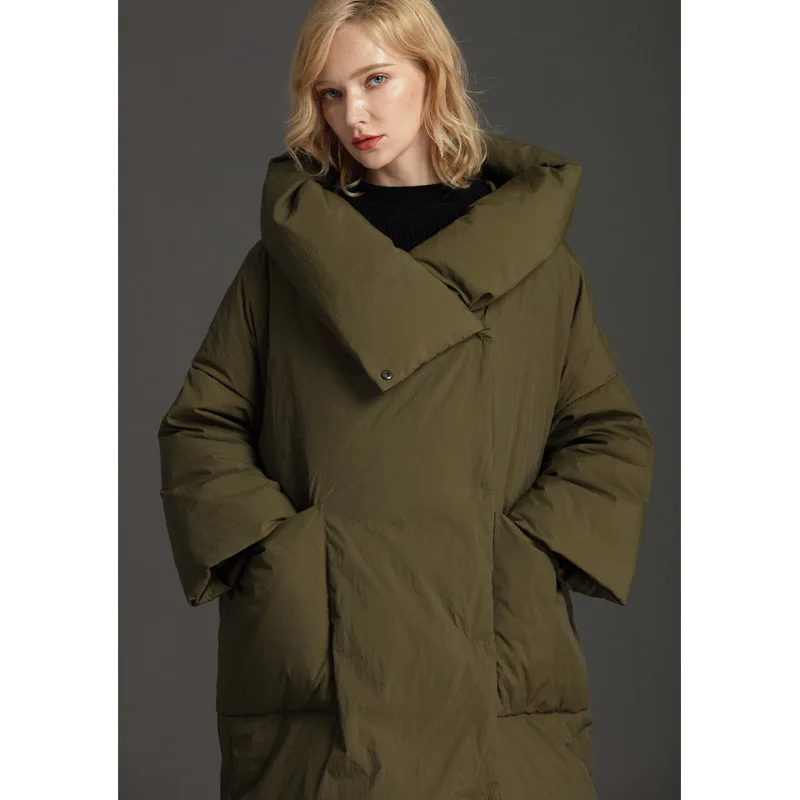 XS-7XL Plus Size Winter Jacket Woman Duck Down Parka Thick Warm Snow Outerwear Clothing Goose Feather Coat Long Okd623 - Цвет: green