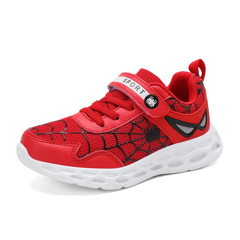 Children Sport Shoes Leather Boys Girls children good quality casual shoes Sneakers black Red color Comfortable Kids Flats Shoes - Цвет: Red