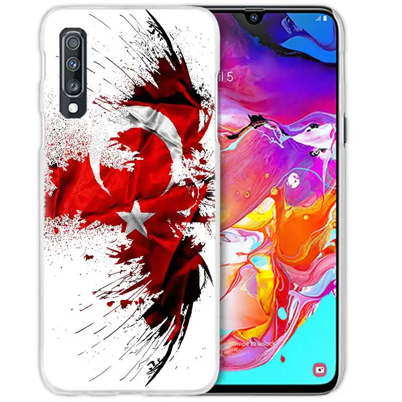 Турция чехол с флагом для samsung Galaxy A50 A70 A20e A40 A30 A20 A10 A8 A6 плюс A9 A7 Прозрачный жесткий чехол для телефона с изображением волка Coque Капа