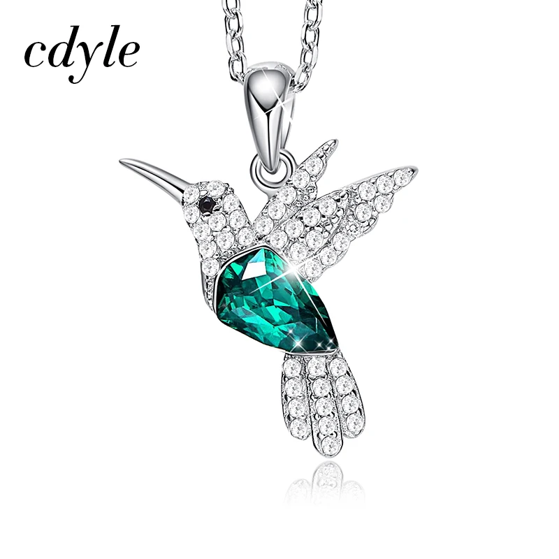 Cdyle серебро 925 ювелирные изделия животное ожерелье украшено кристаллами ожерелье кулон для женщин ювелирные изделия подарок - Окраска металла: Green