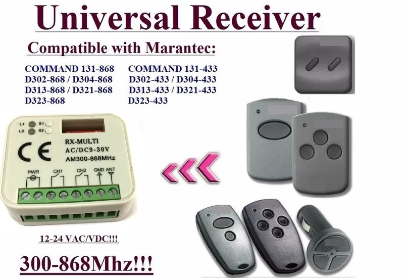 

2pcs for Marantec remote controls 300-868MHz 2-channel Universal receiver
