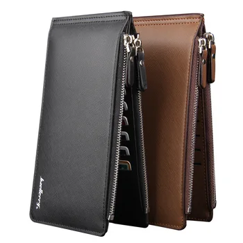 

Daul Zipper Design Clutch Wallets Men Leather Business Card Holder Card Office Protection of The Bank Card Phone Case