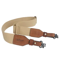 Tourbon Hunting Accessories Tactical Gun Sling Shoulder Strap Webbing & Leather Shotgun Rifle Belt w/Swivels Brass Buckle(1 SET)