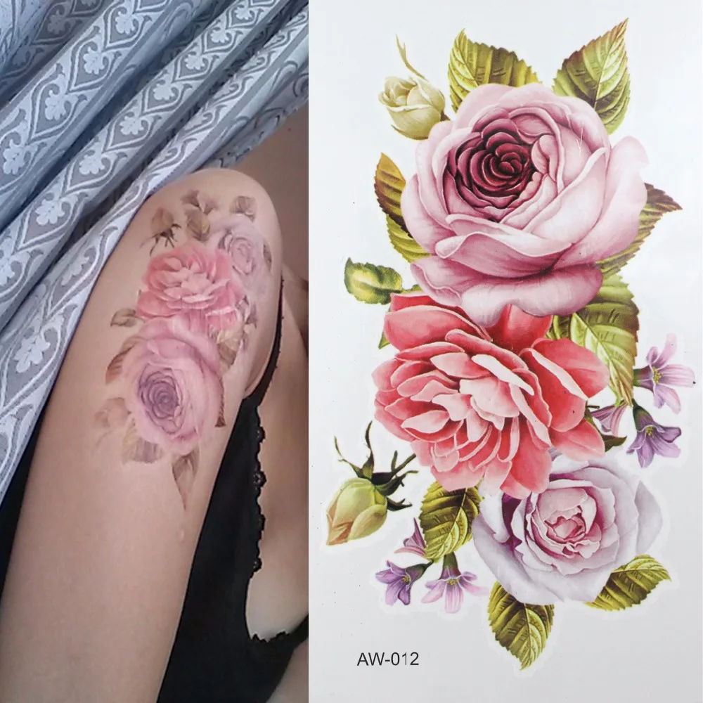 Bekas Luka DIY Sementara Tato Bunga TATO MAWAR 3D Dazzle Warna