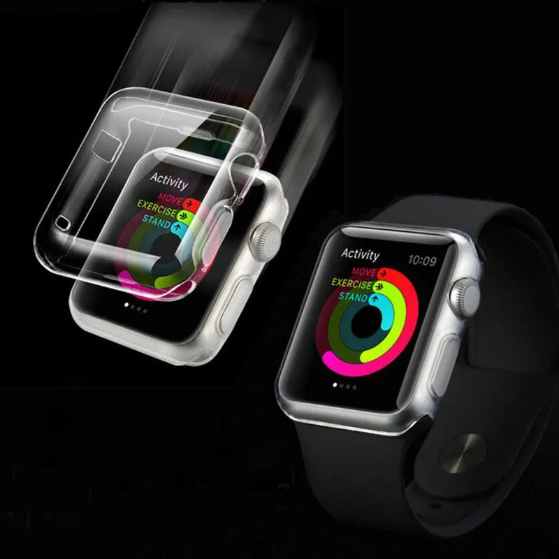 

Transparent TPU Soft Case Thin Full Shell Frame For iwatch Apple Watch Series 1/2/3 38mm 42mm Screen Protector Cover Protection