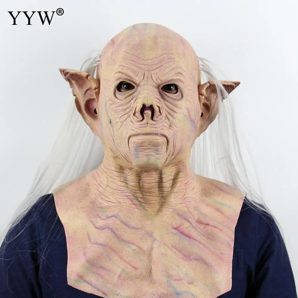 

Realistic Latex Masker Scary Elf Man Mask Full Head Adult Halloween Masks Breathable Halloween Masquerade Party Mascara Cosplay
