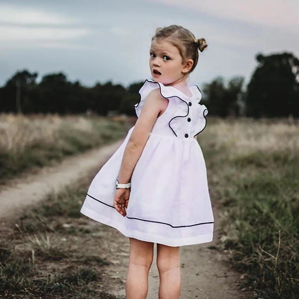

Toddler Baby Girls Fly Sleeve Dresses Solid Dress Clothes princess dress robe fille costume kids brand kids dresses for girls