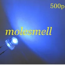 500 шт/партия! 5 мм соломенная шляпа синий светодиодный(3000mcd) 5 мм светоизлучающий диод 5 мм синий светодиодный Большой/широкоугольный светодиод