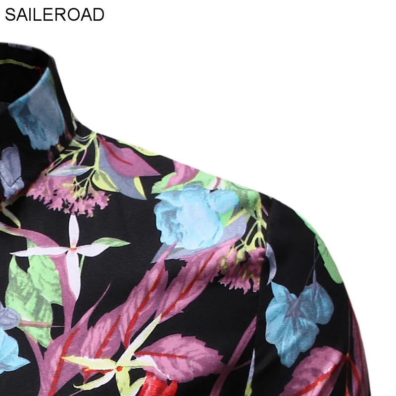 SAILEROAD Camisa Flores Hombre Мужская рубашка рубашки Гавайская Мужская рубашка с цветочным принтом облегающие топы с принтом Camisa Preta