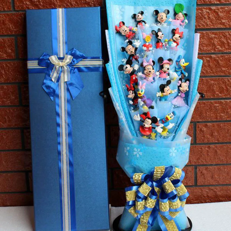 60 см Микки игрушки Фигурки с поддельными цветами мультфильм Действие игрушки день Святого Валентина подарок без коробки - Цвет: Синий